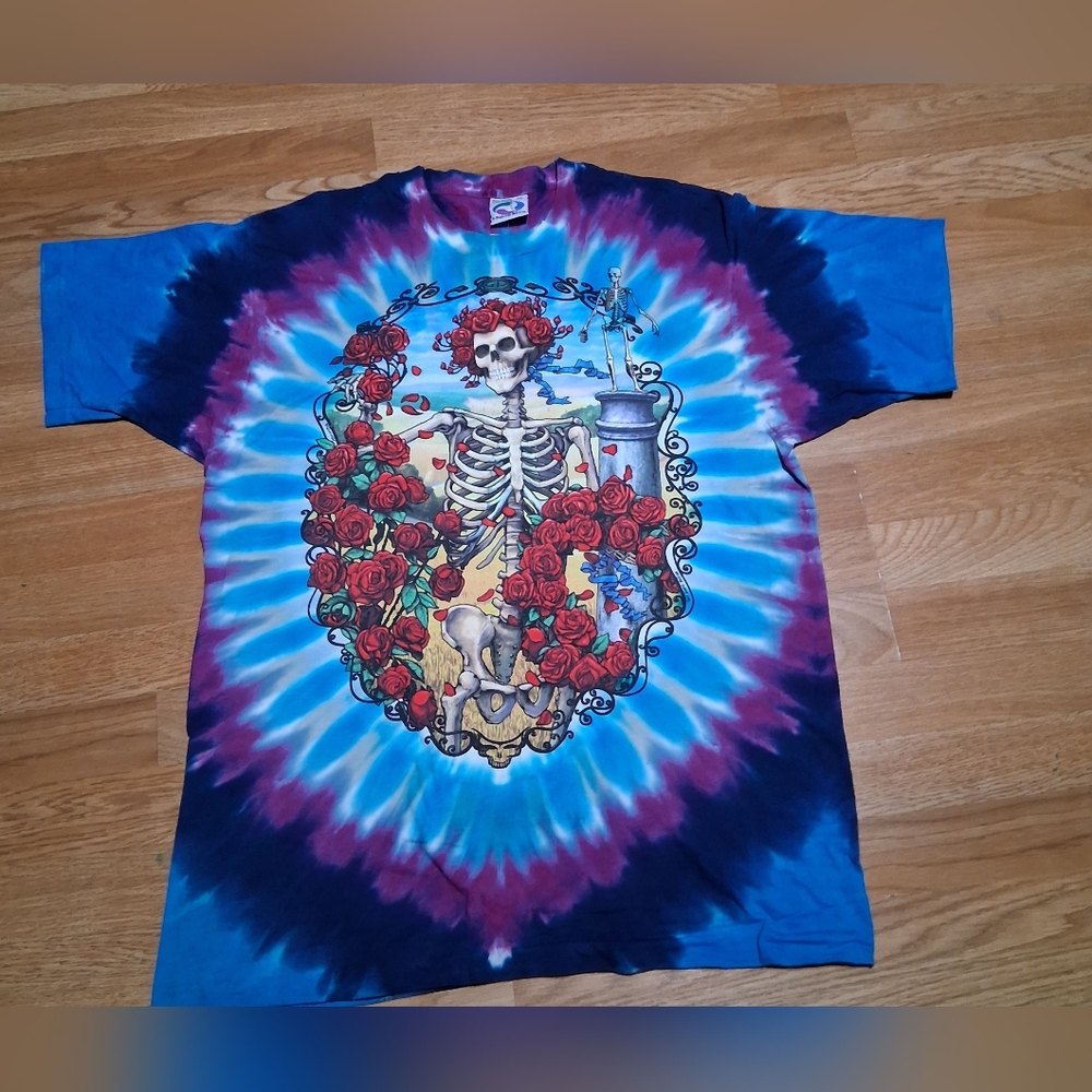 Liquid Blue Purple and Blue Tie-Dye Grateful Dead  T-Shirt Made In Usa Sz XL